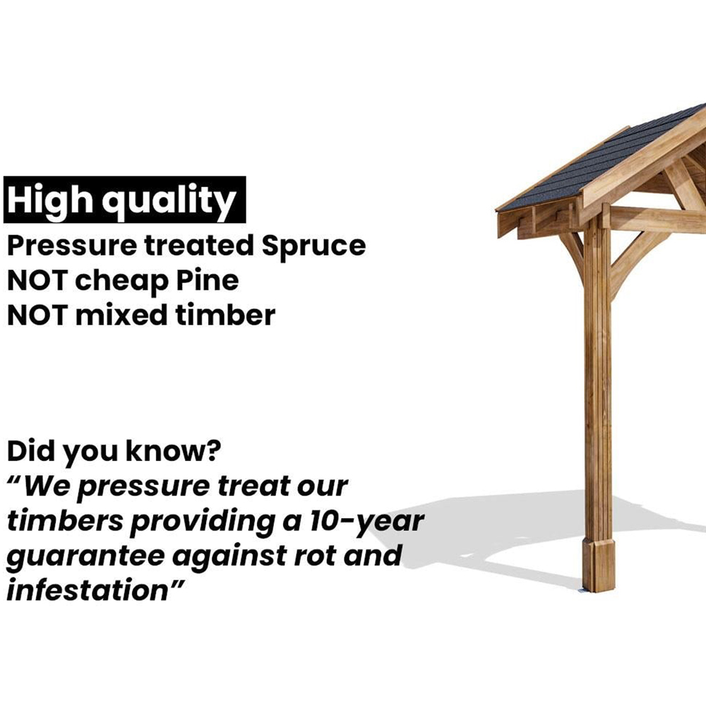 Dunster House Thunderdam 3 x 1.5m Brown Full-Height Porch Canopy with Black Shingle and 2 Posts Image 6