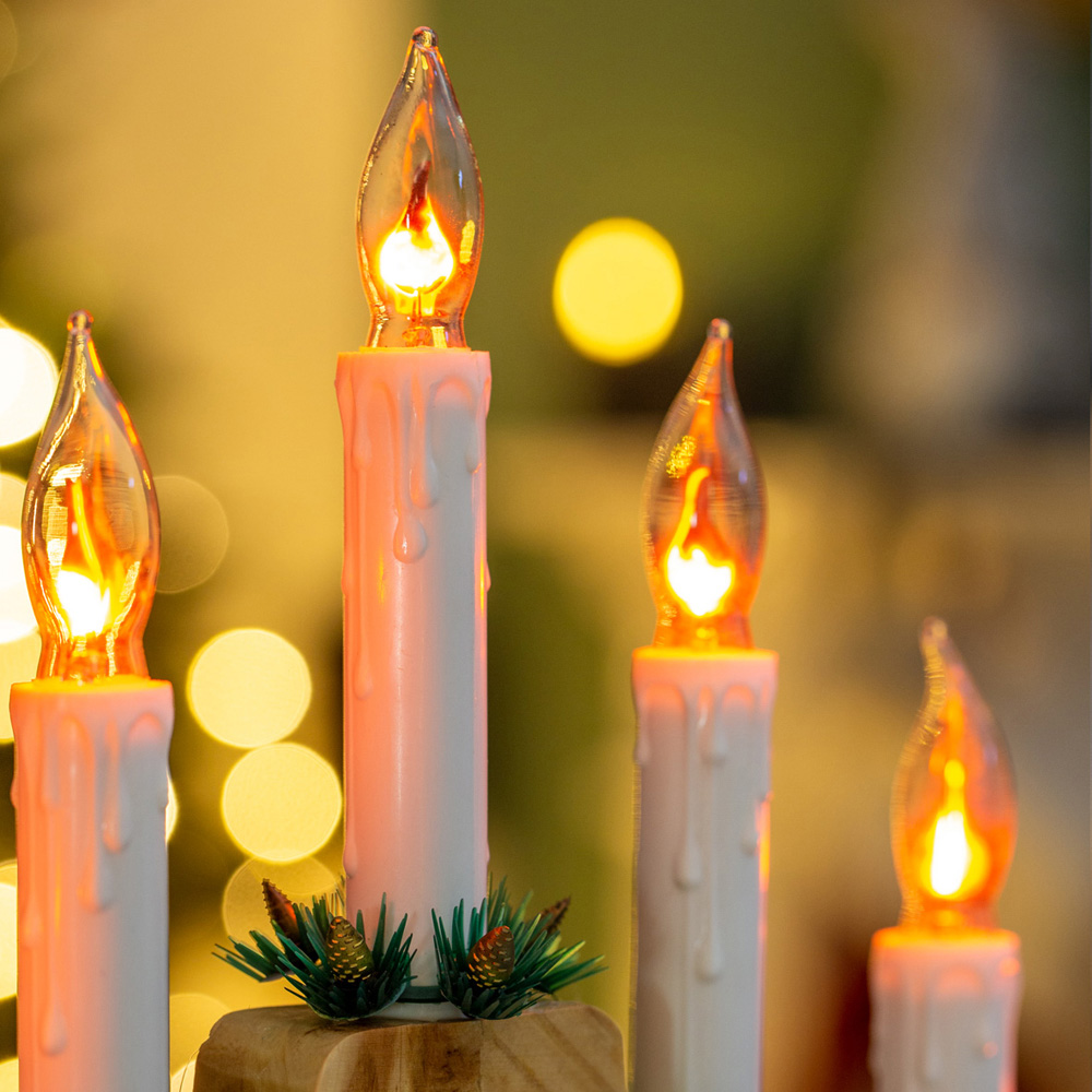 The Christmas Workshop 7 LED Pine Flickering Candle Bridge Light Image 4