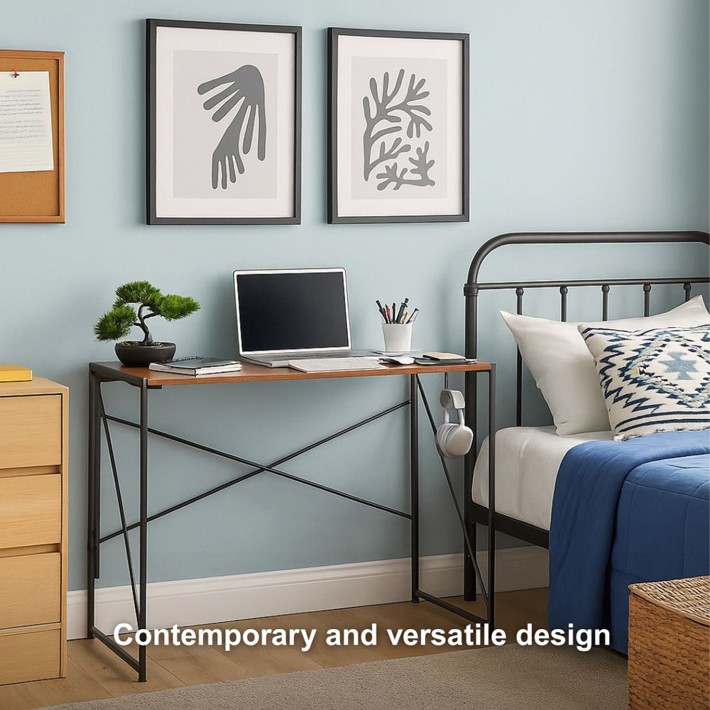 Home Source Brampton Folding Compact Desk with Hook White Image 6