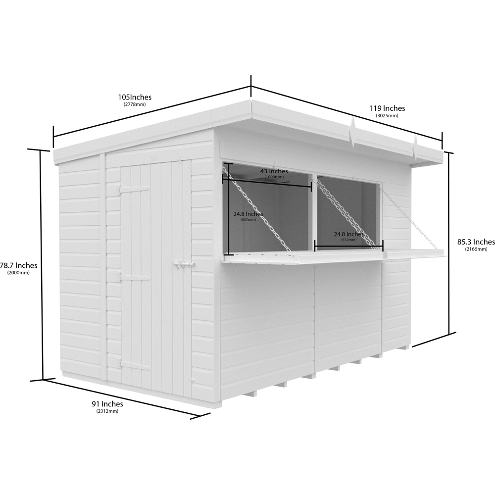 DIY Sheds 10 x 8ft Single Door Pressure Treated Tongue and Groove Timber Outdoor Bar Shed Image 4