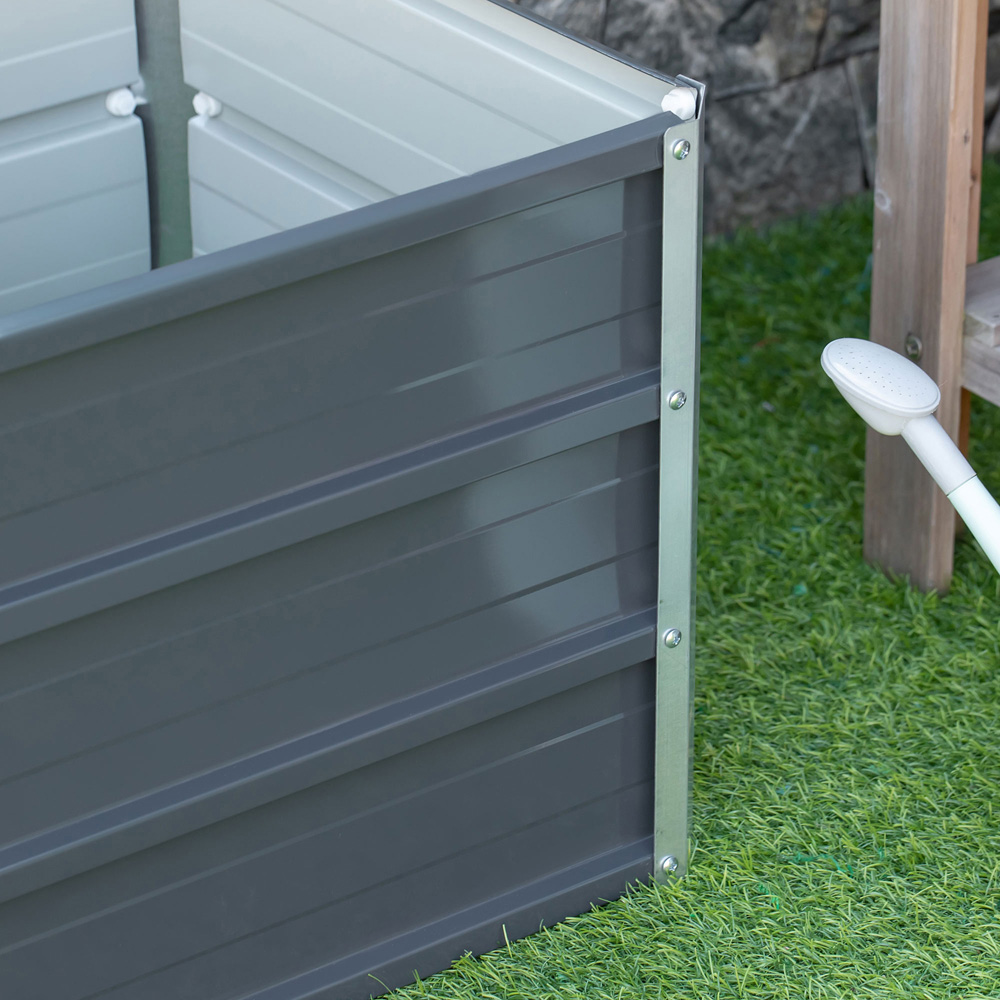 Outsunny Grey Steel Raised Garden Bed Planter with Gloves 40 x 47 x 66cm Image 5