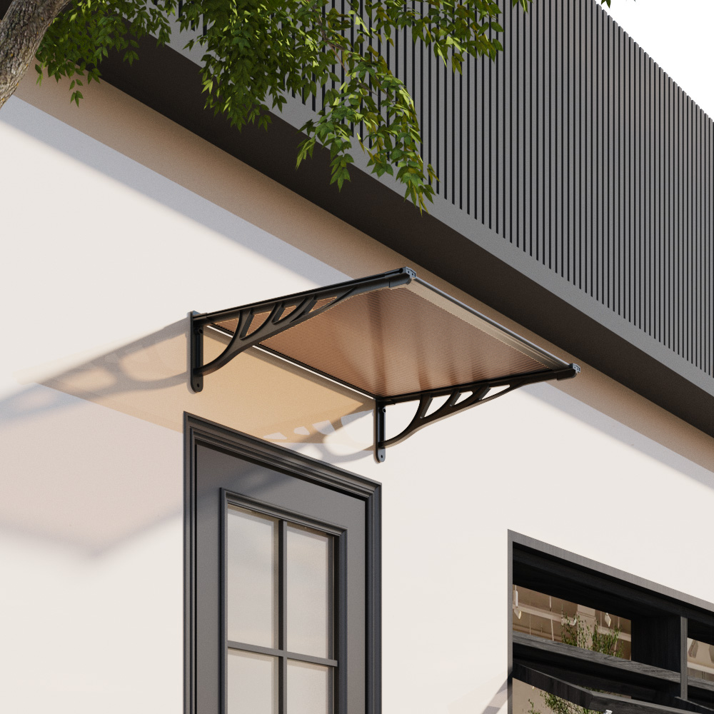 Living and Home Dark Brown Flat Door Window Awning Canopy 1.2 x 0.9m Image 8