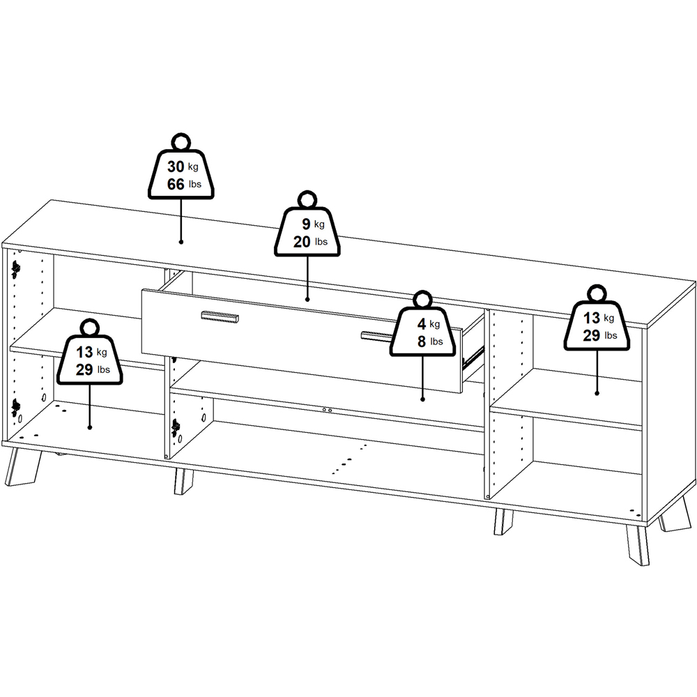 Furniture To Go 4 Door Single Drawer White and Brown Sideboard Image 7