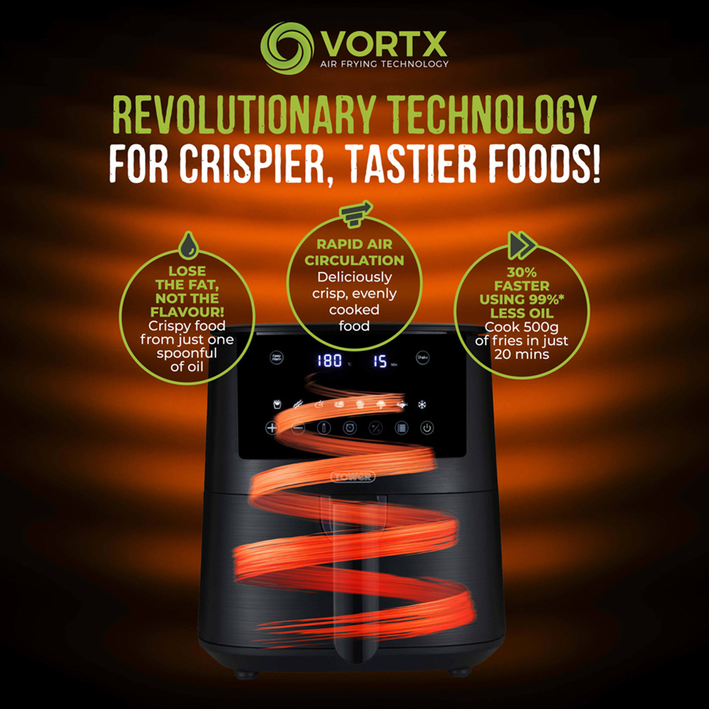 Tower Vortx T17147 Black Digital Single Basket Air Fryer 4.2L Image 8