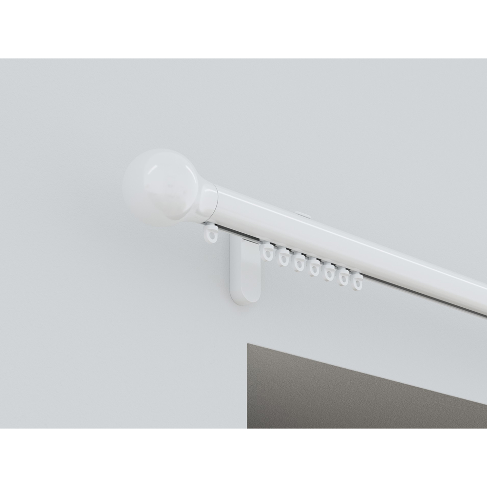 New Edge Blinds 110cm White Styleline Gliding Curtain Pole Set with Ball End Image 6