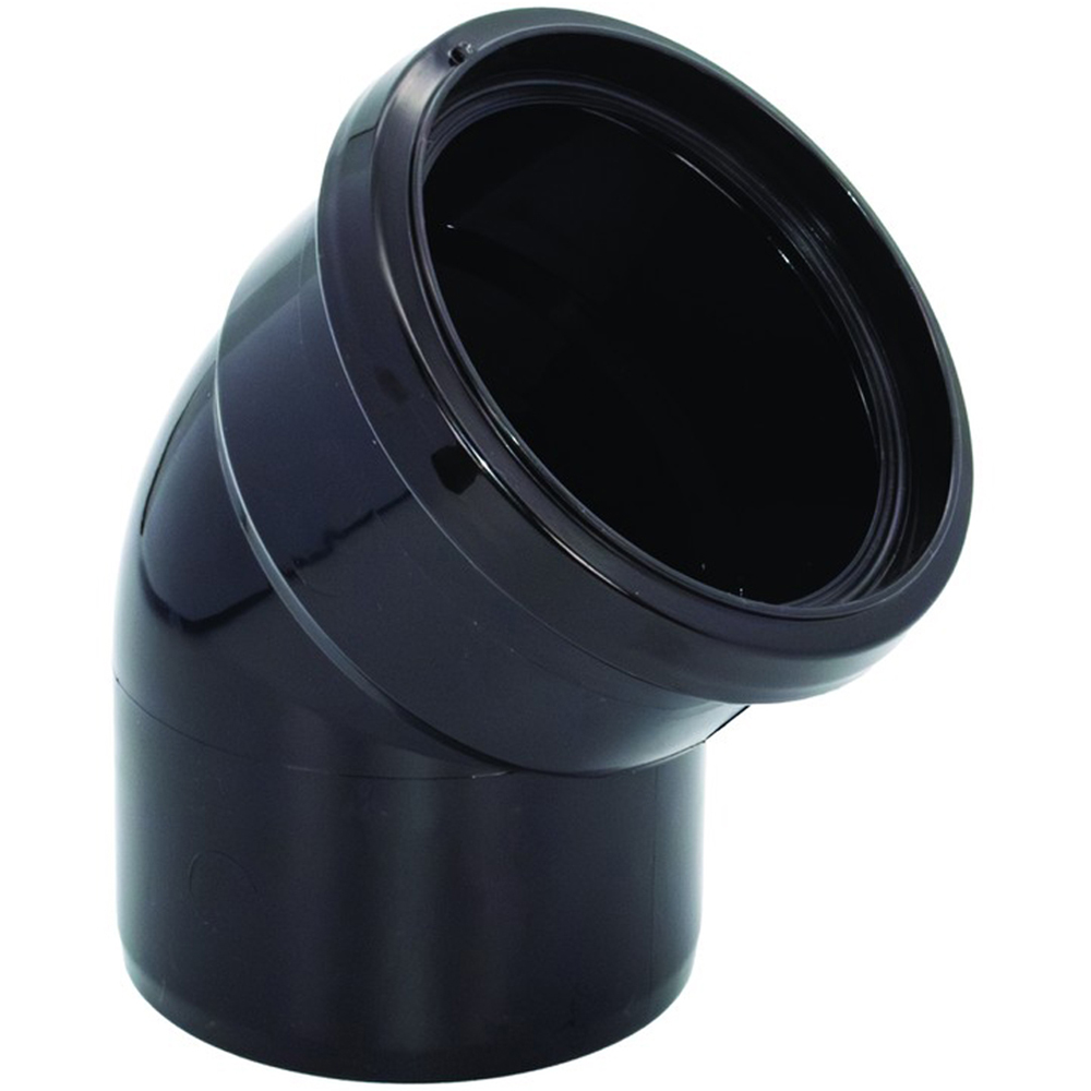 FloPlast Ring Seal 135 Degree Single Socket Soil Bend Black 110mm Image 1