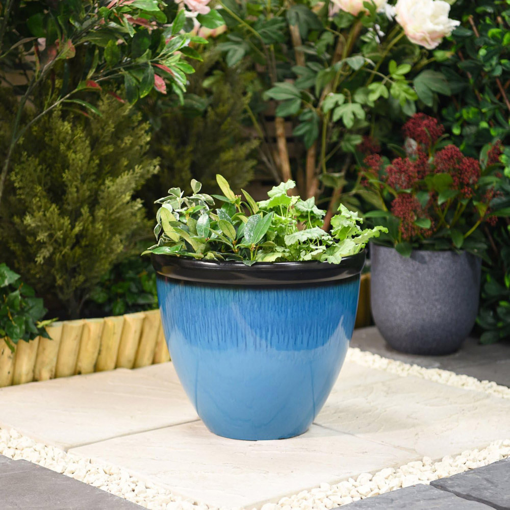 Garden Gear Sky Blue Bell Glazed Planter 39.5cm 2 Pack Image 2