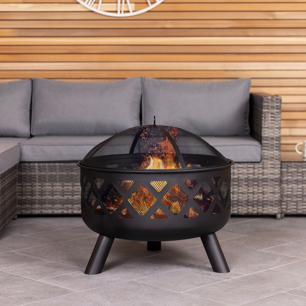 Charles Bentley Round Steel Bowl Fire Pit Black Image 6
