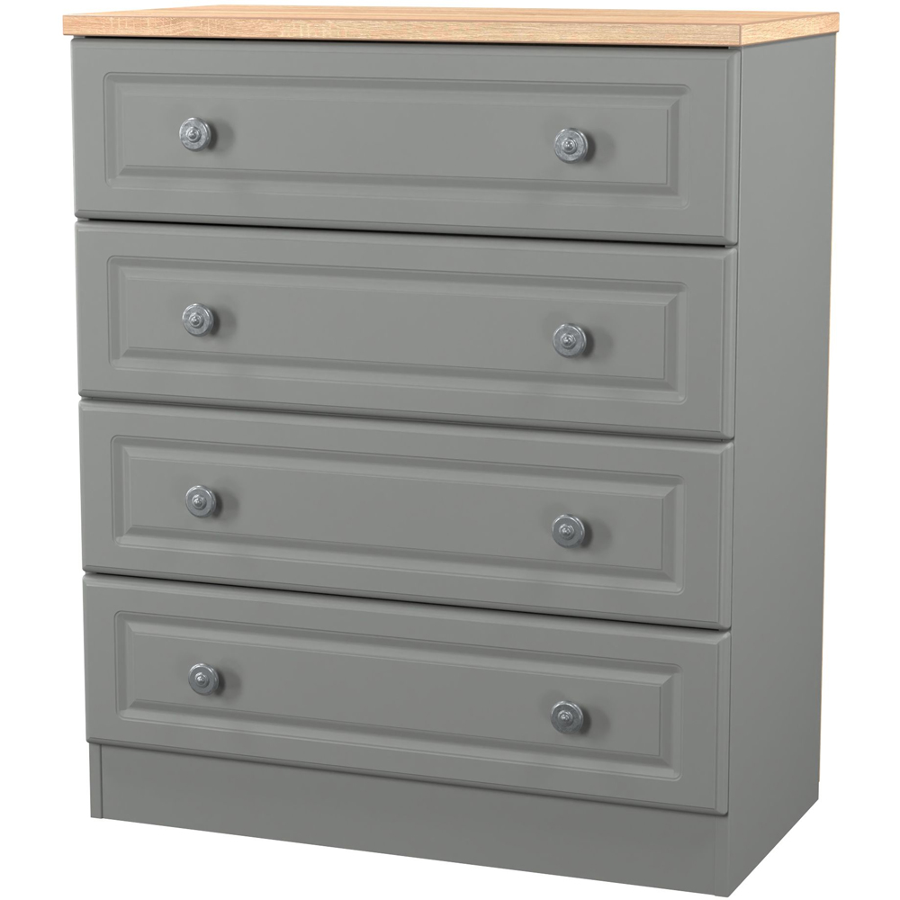 Crowndale Norfolk 4 Drawer Dusk Grey and Bardolino Oak Chest of Drawers Ready Assembled Image 4