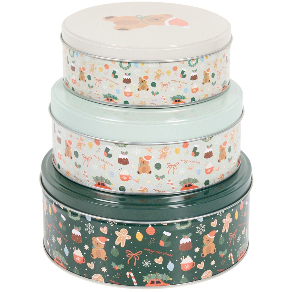 Set of 3 Christmas Cake Tins Image 2