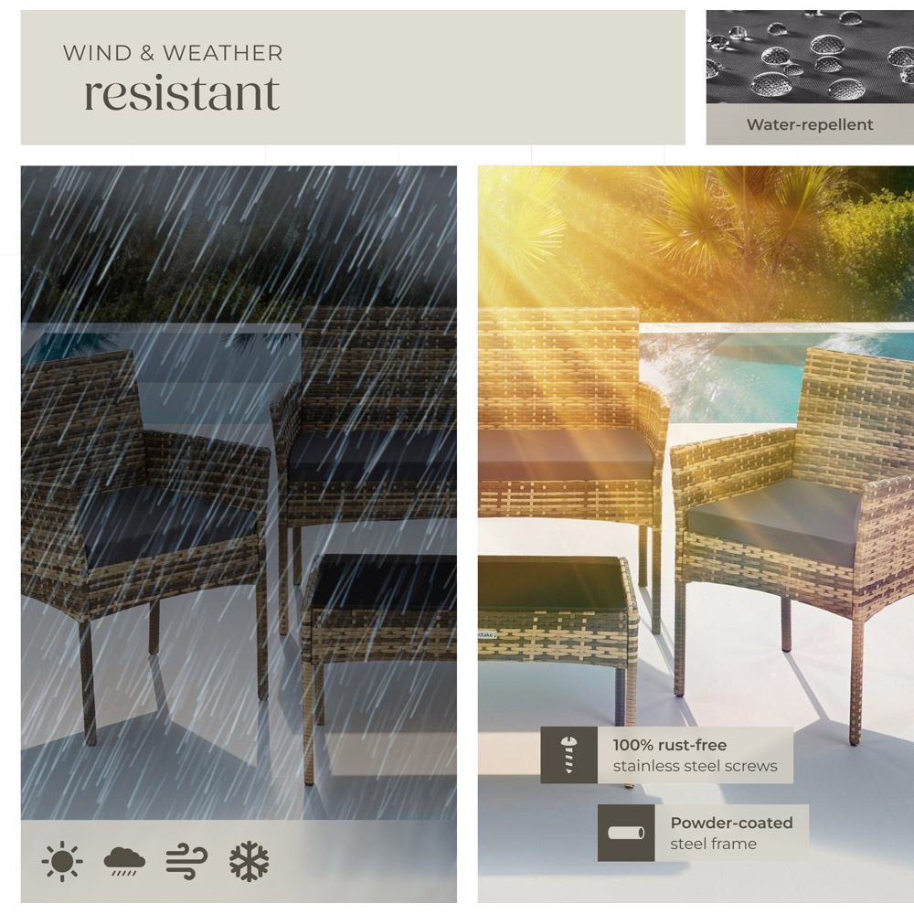 tectake Palese 4 Seater Nature Rattan Garden Sofa Set Image 7