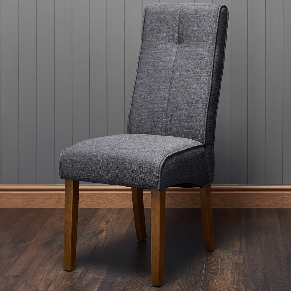 Verona Set of 2 Grey Linen Upholstered Dining Chair Image 1