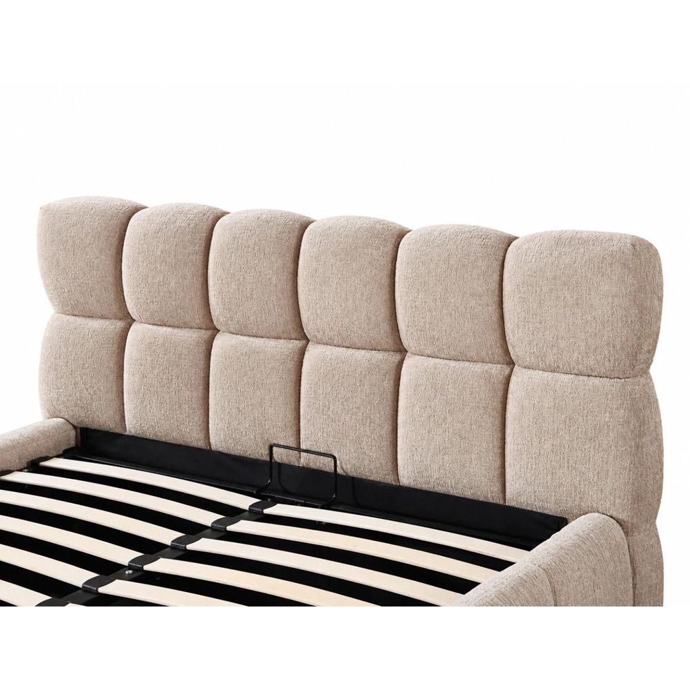 Indoor Living The Maya Beige Double Plush Upholstered Ottoman Bed Frame Image 6