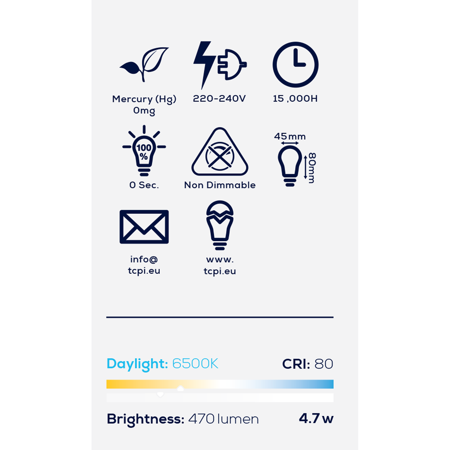 TCP LED Mini Globe 470L E27 Daylight Bulbs - Daylight Image 3
