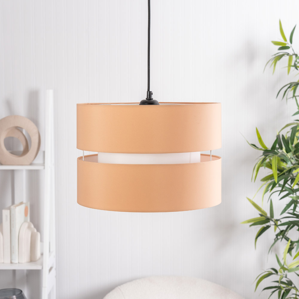 ValueLights Sophia Sand and White Large 2 Tier Ceiling Pendant Shade Image 2