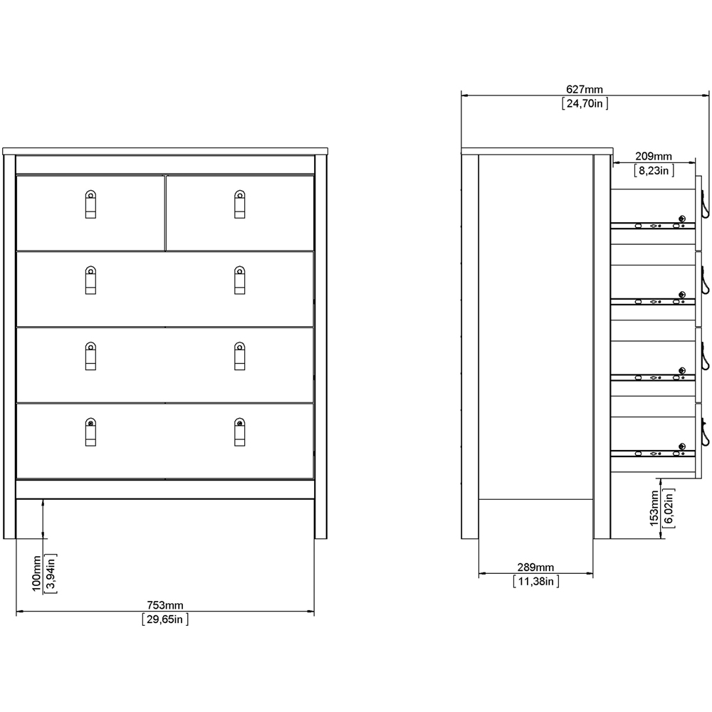 Florence Barcelona 5 Drawer Cashmere Chest of Drawers Image 8