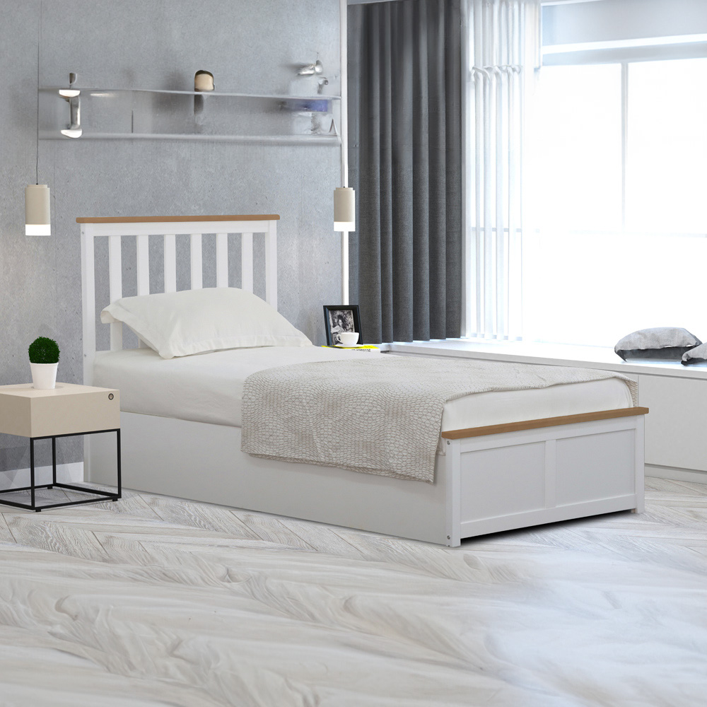 Comfy Living Single White Gas Lift Ottoman Bed Image 3