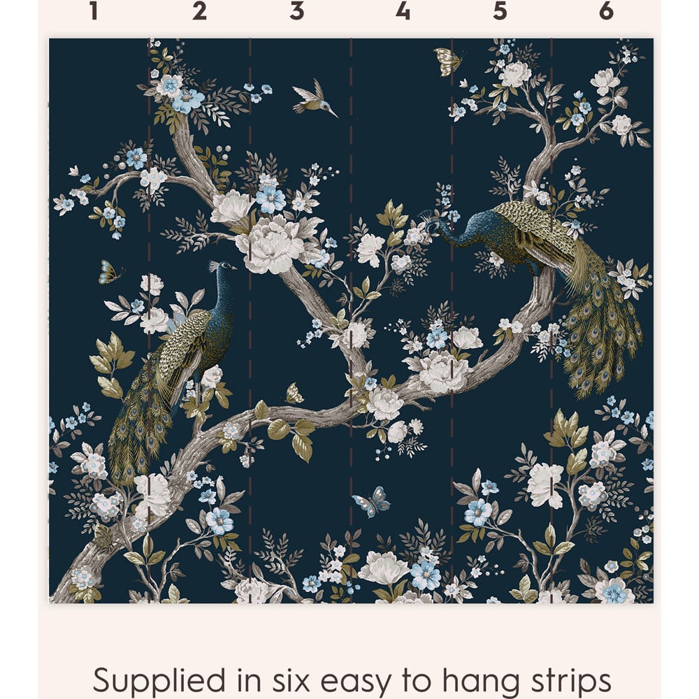 Laura Ashley Belvedere White Midnight Mural Wallpaper Image 3