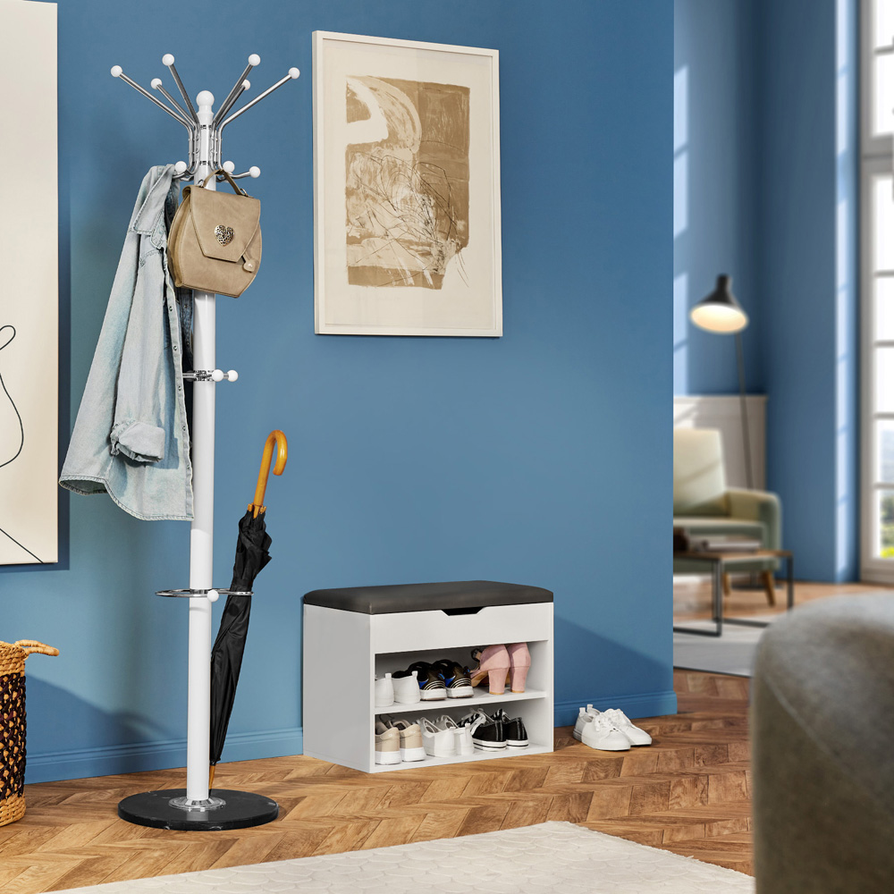 tectake Brown Coat Stand with 16 Hooks Image 2