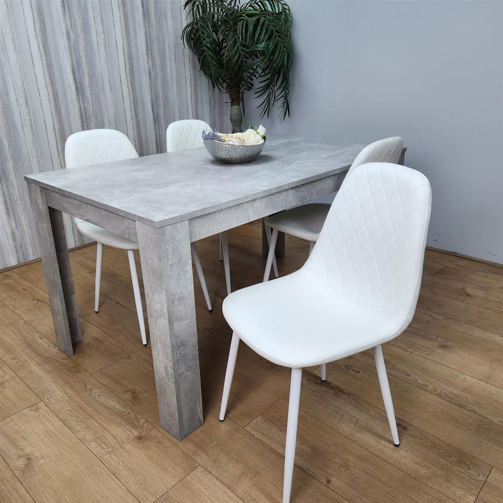 Portland 4 Seater Dining Set Stone Grey Effect and White Image 5