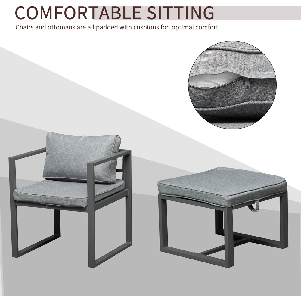 Outsunny 6 Seater Patio Dining Set Grey Image 5