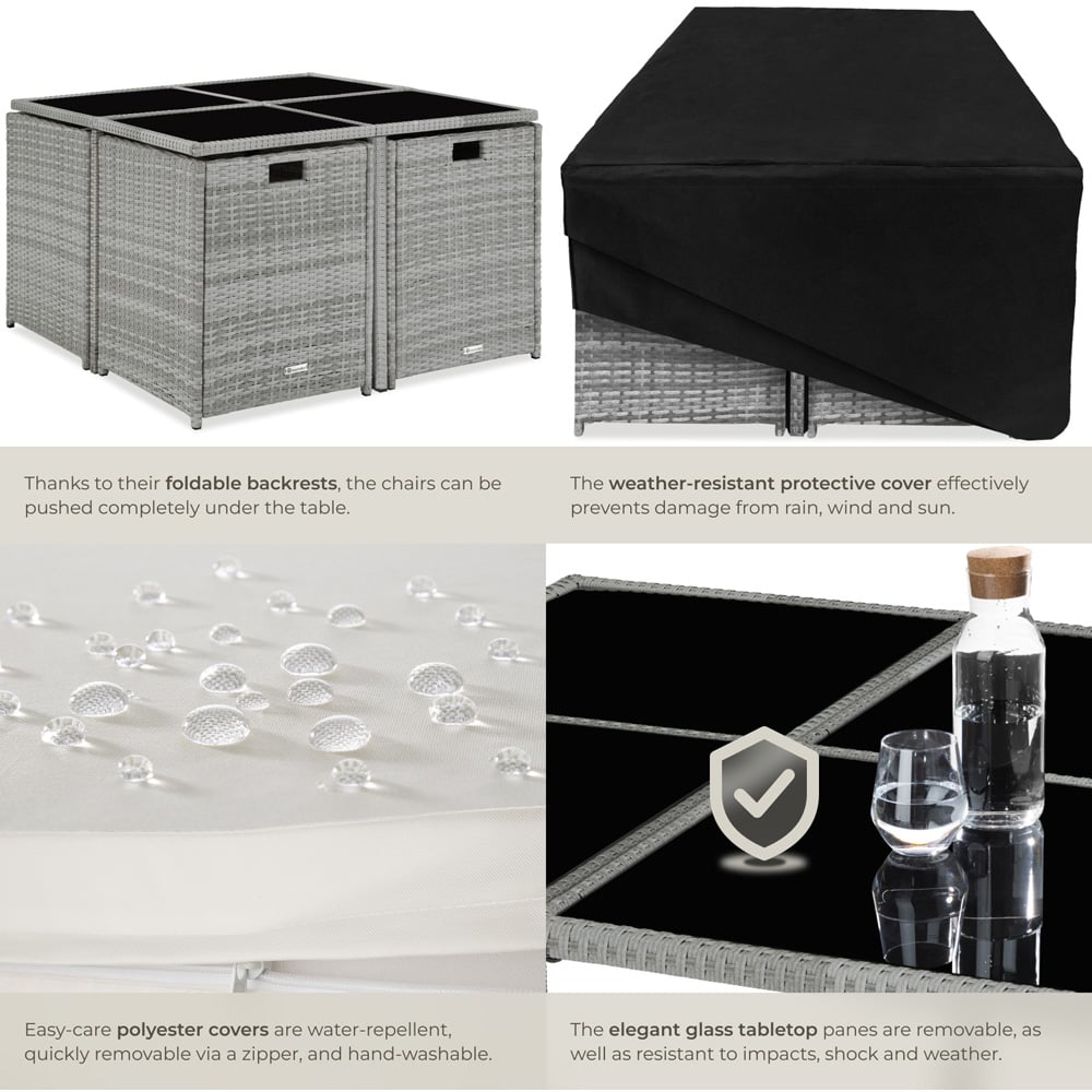 tectake Bilbao 8 Seater Garden Dining Table with Rain Cover Light Grey Image 6