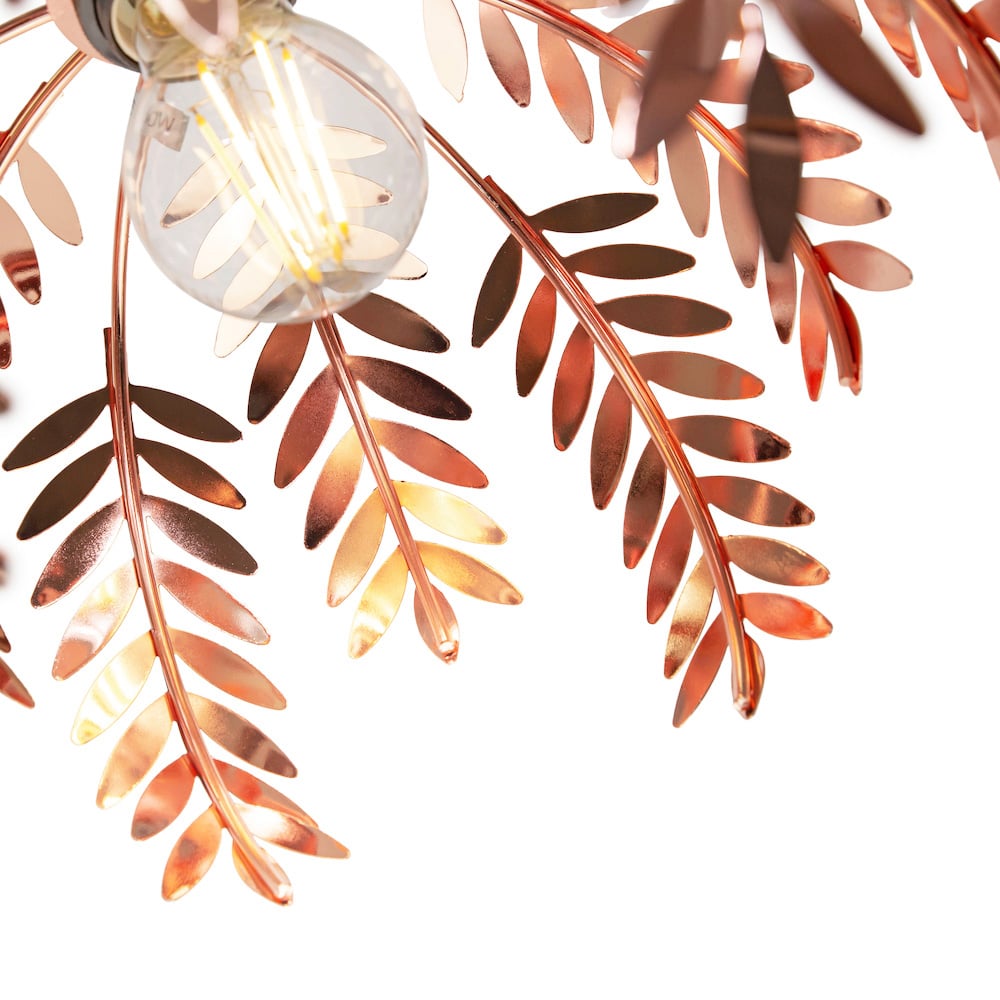 Happy Homewares Shiny Copper Fern Leaf Pendant Light Shade Image 4