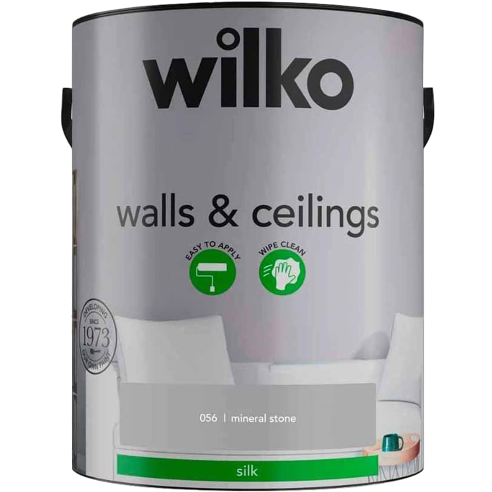 Wilko Walls & Ceilings Mineral Stone Silk Emulsion Paint 5L Image 2