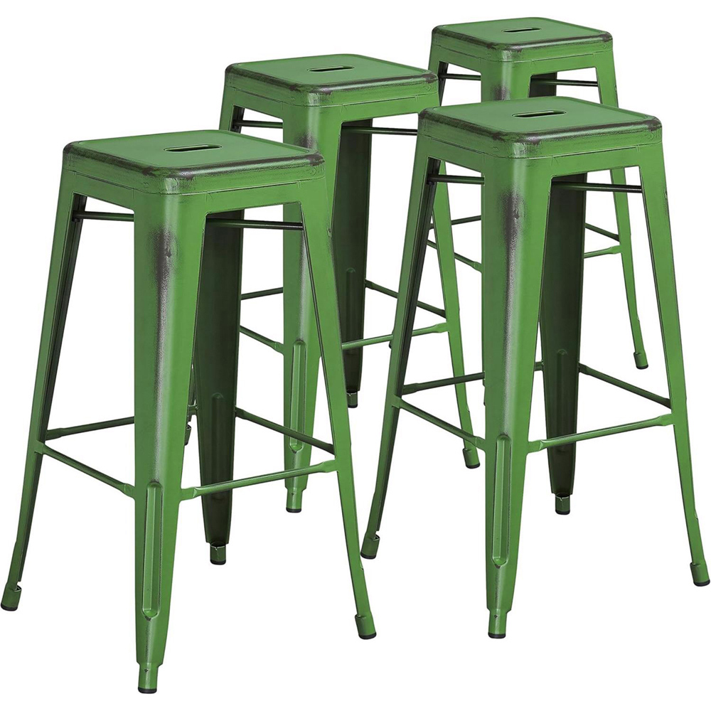 FWStyle Green Assembled Steel Bar Stool Set of 4 Image 2