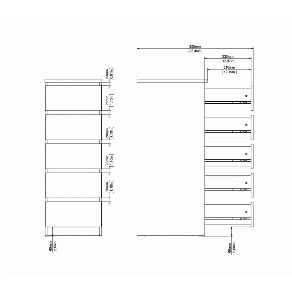Furniture To Go Naia 5 Drawer White Chest of Drawers Image 9