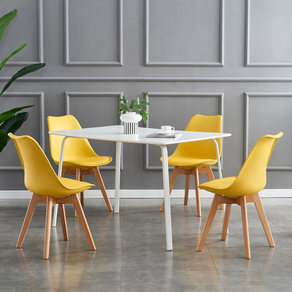 Eva Set of 4 Yellow Padded Dining Chairs Image 8
