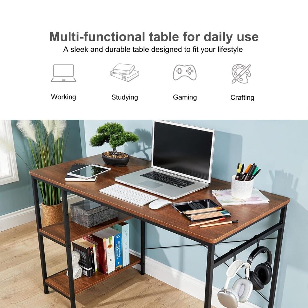 Home Source Stanton 2 Shelf Computer Desk with Hook White Image 7