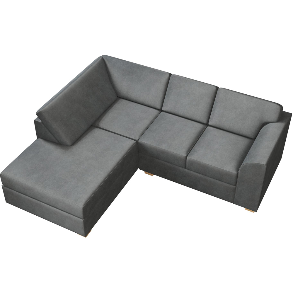 Modo 3 Seater Steel Plush Velvet Left Hand Fixed Back L-Shape Corner Sofa Image 3