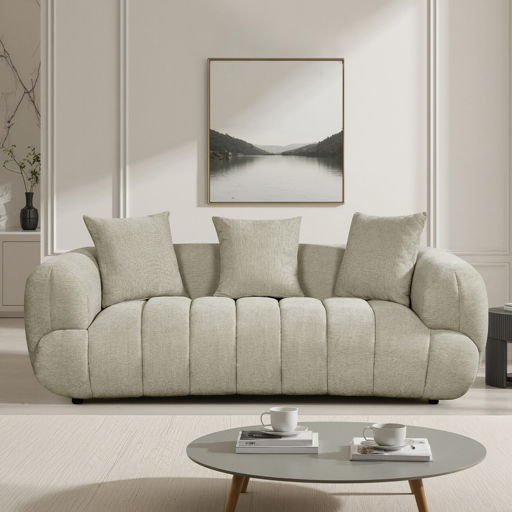 Artemis Home Claremont 3 Seater Beige Fabric Sofa Image 3
