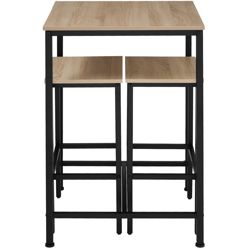 tectake 2 Seater Light Wood Oak Sonoma Bar Table with Stools Image 5
