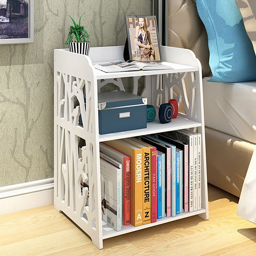 Living and Home White Rustic Small Bedside Table Image 7