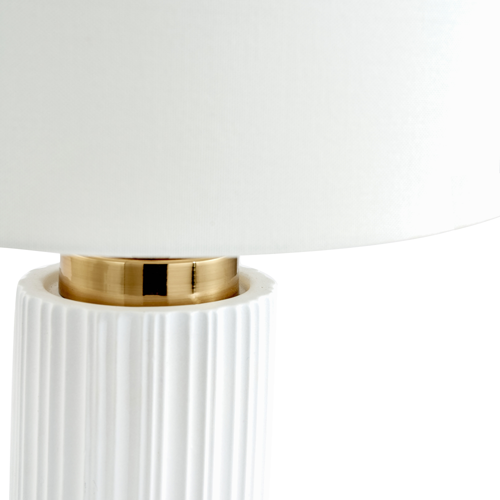 Pacific Lifestyle Ionic White Textured Ceramic and Gold Metal Table Lamp Image 3
