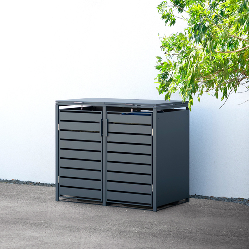 Trimetals 240L Anthracite Double Wheelie Bin Shed   Image 2