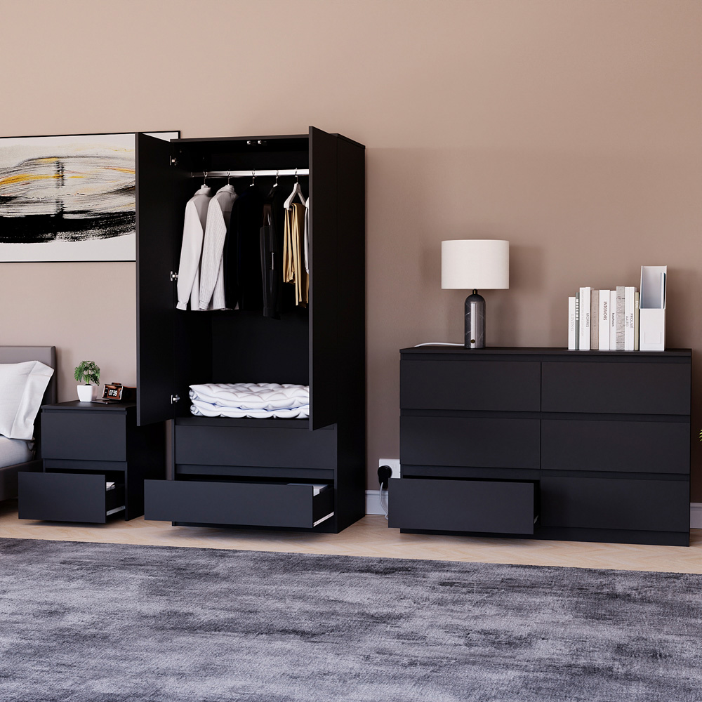 Vida Designs Denver Black 3 Piece Bedroom Furniture Set Image 5