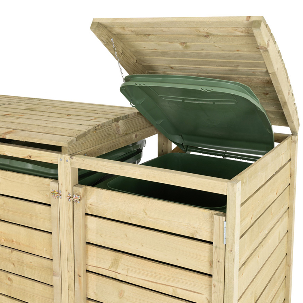 Charles Bentley Wood Triple Bin Storage Cupboard Image 5