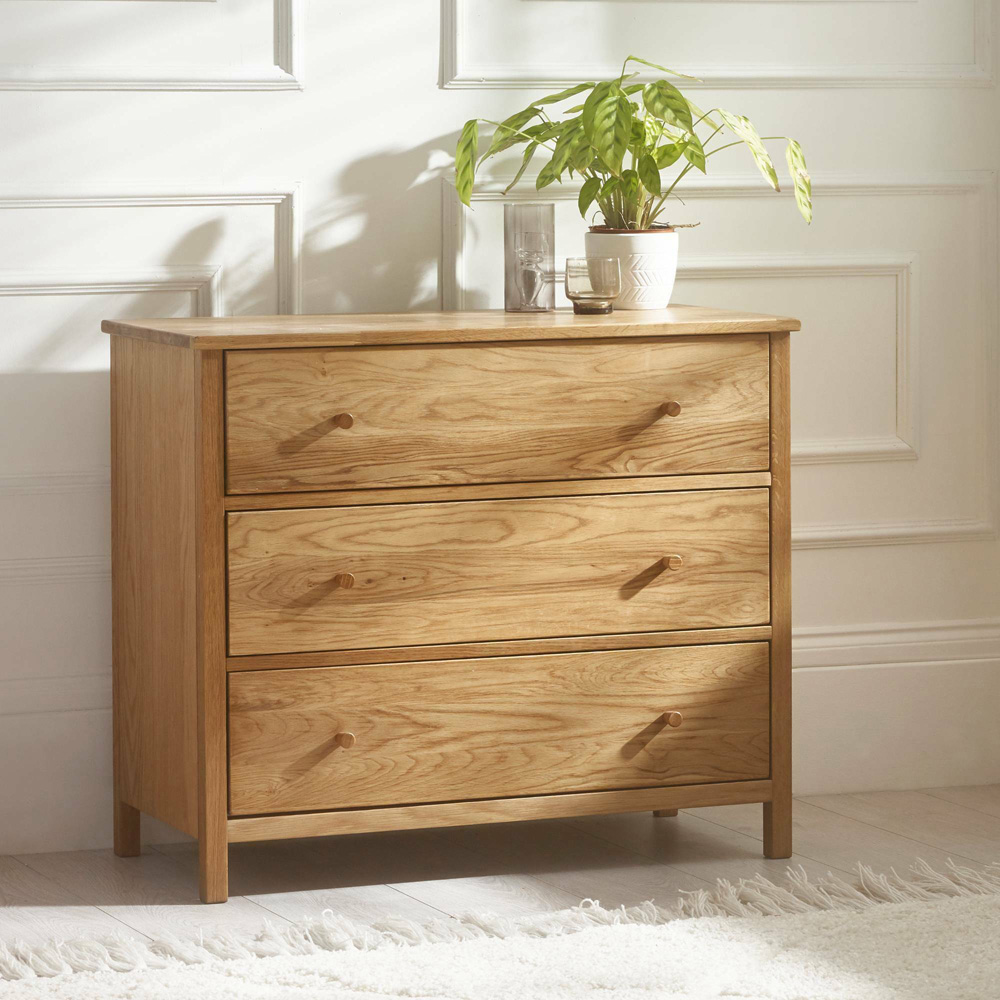 Julian Bowen Coxmoor 3 Drawer Oak Chest of Drawers Image 9
