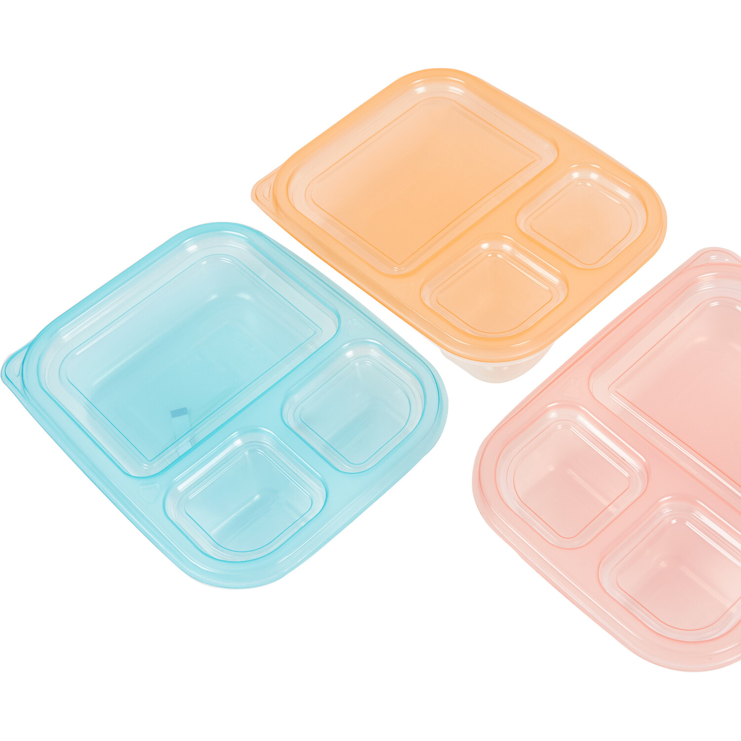 Pack of 3 Colour Divider Food Containers Image 3