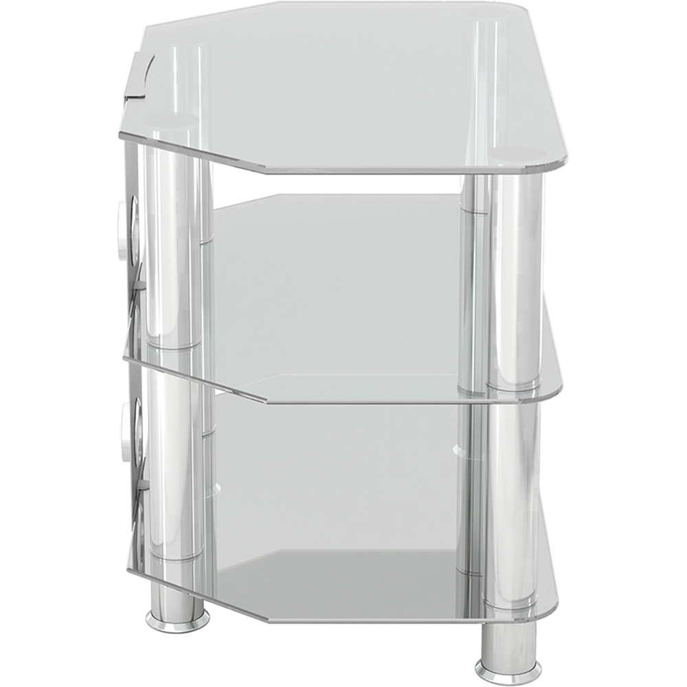 AVF Classic 2 Shelf Clear and Chrome Glass Corner TV Unit with Cable Management Image 4