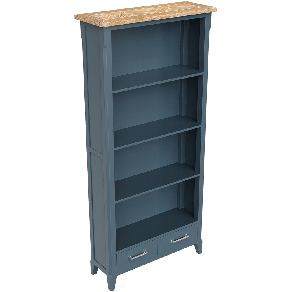 Baumhaus Signature 2 Drawer 4 Shelf Blue Tall Bookcase Image 2