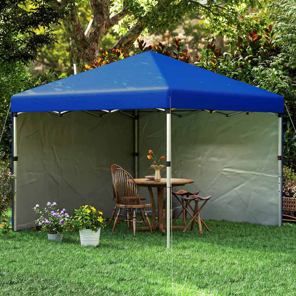 Outsunny 3 x 3m Blue Pop Up Gazebo Party Tent with 2 Sidewalls Image 1