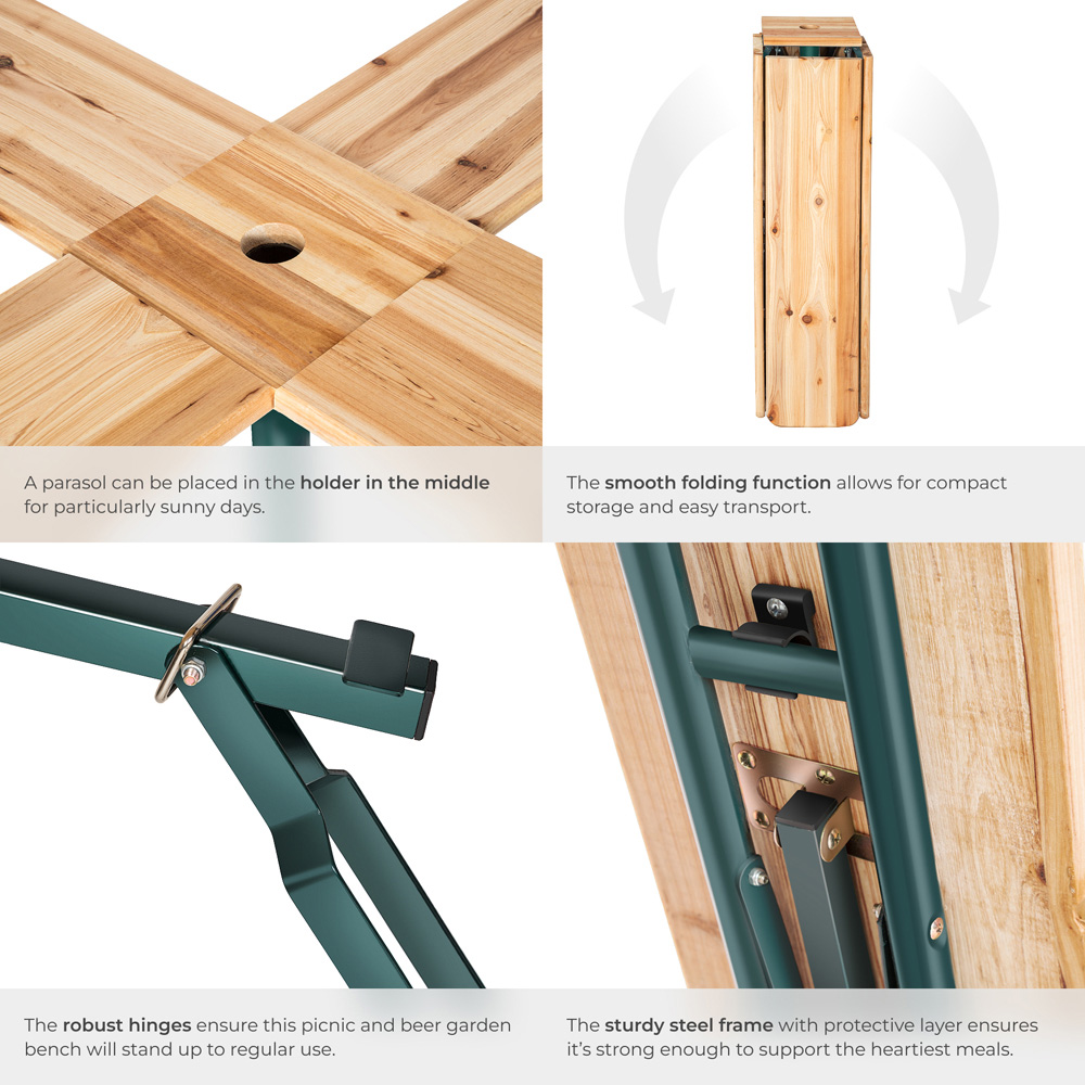tectake Quattro 20 Seater Folding Table with Parasol Holder Image 3