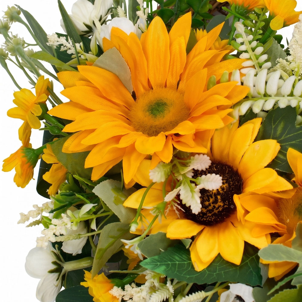 Living and Home Artificial Yellow Sunflower Door Wreath 45 x 36cm Image 5