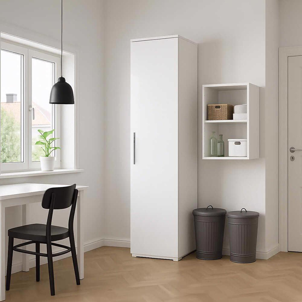 FWStyle Single Door 5 Tier Gloss White Storage Cabinet Image 5