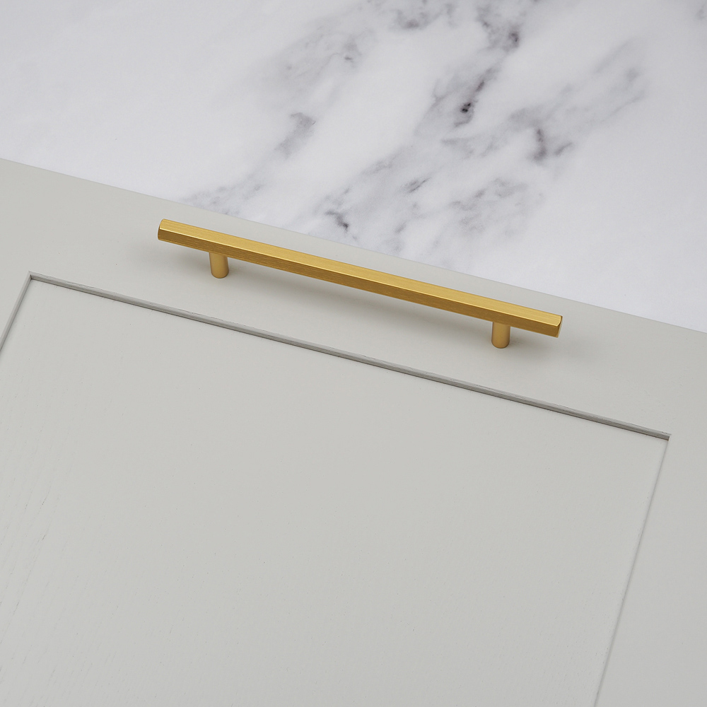 Handle & Home Brushed Brass Hexagon T-Bar Handle 160mm Image 2