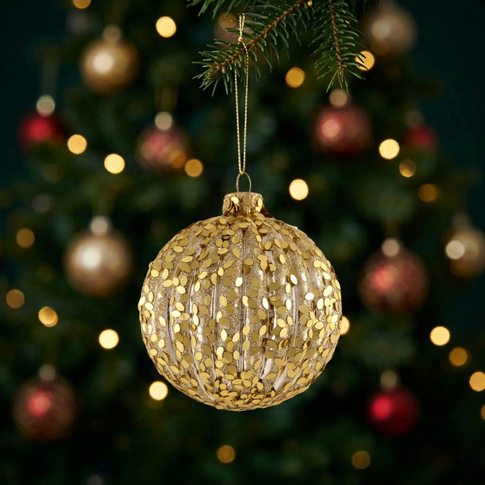 Sparkle Gold Glitter Bauble - Gold Image 3